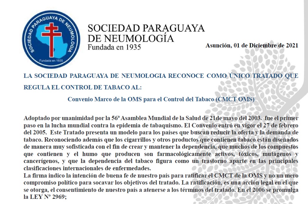 TRATADO QUE REGULA EL CONTROL DE TABACO
