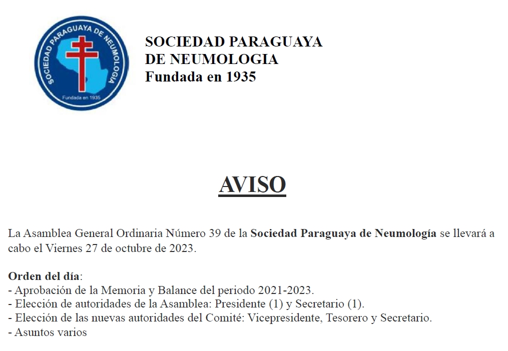 Aviso Asamblea General Ordinaria Número 39